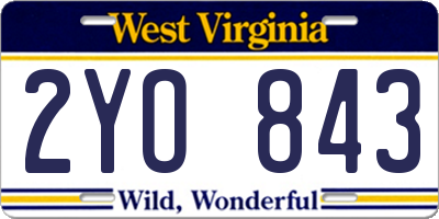 WV license plate 2YO843