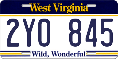 WV license plate 2YO845