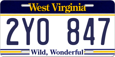 WV license plate 2YO847