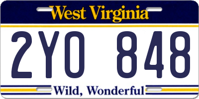 WV license plate 2YO848