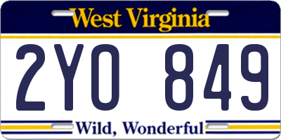 WV license plate 2YO849