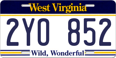 WV license plate 2YO852