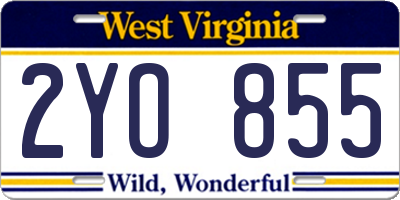 WV license plate 2YO855