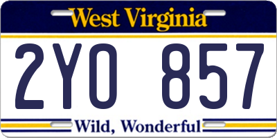 WV license plate 2YO857