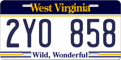WV license plate 2YO858