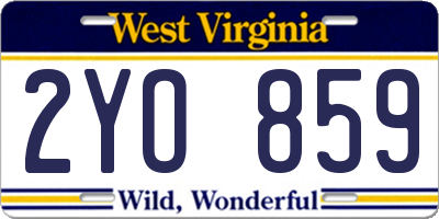 WV license plate 2YO859