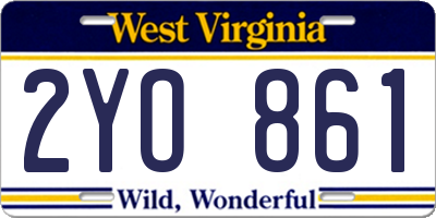 WV license plate 2YO861