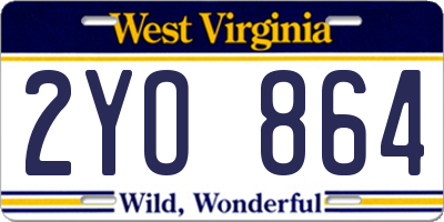 WV license plate 2YO864