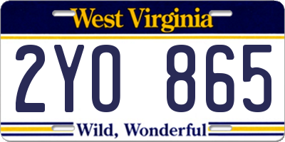 WV license plate 2YO865
