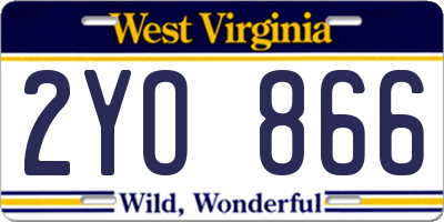 WV license plate 2YO866