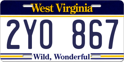 WV license plate 2YO867