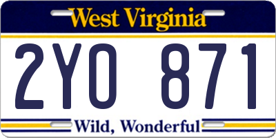 WV license plate 2YO871