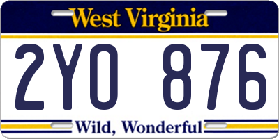 WV license plate 2YO876