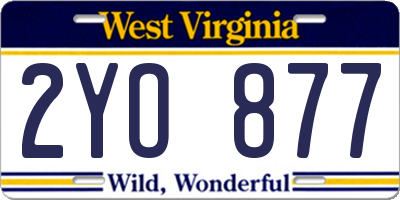 WV license plate 2YO877