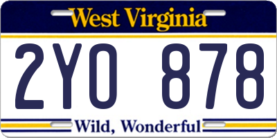 WV license plate 2YO878