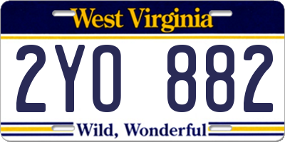 WV license plate 2YO882