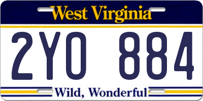 WV license plate 2YO884