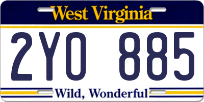 WV license plate 2YO885