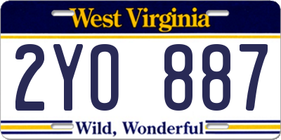 WV license plate 2YO887