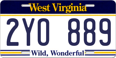 WV license plate 2YO889