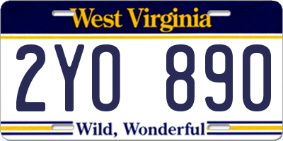 WV license plate 2YO890