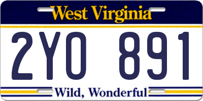 WV license plate 2YO891