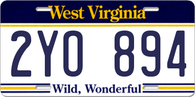 WV license plate 2YO894