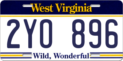 WV license plate 2YO896