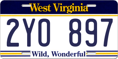 WV license plate 2YO897