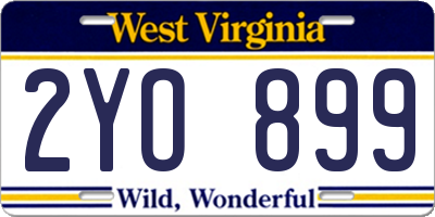 WV license plate 2YO899
