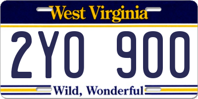 WV license plate 2YO900