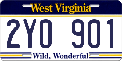 WV license plate 2YO901
