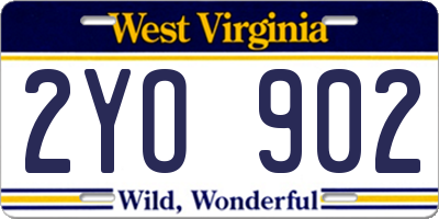 WV license plate 2YO902