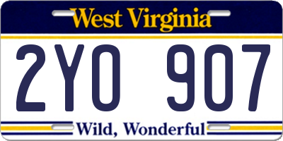 WV license plate 2YO907