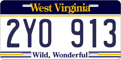 WV license plate 2YO913
