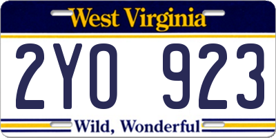 WV license plate 2YO923