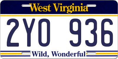 WV license plate 2YO936