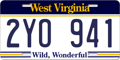 WV license plate 2YO941