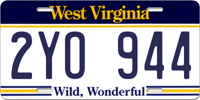 WV license plate 2YO944