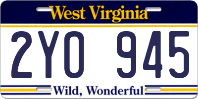WV license plate 2YO945