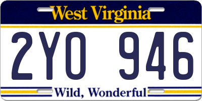 WV license plate 2YO946
