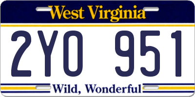 WV license plate 2YO951