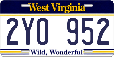 WV license plate 2YO952