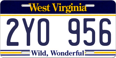 WV license plate 2YO956