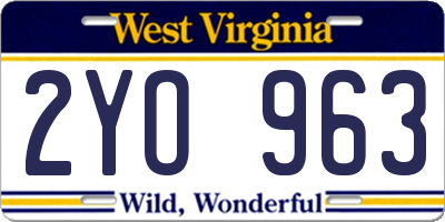 WV license plate 2YO963