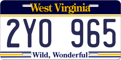 WV license plate 2YO965