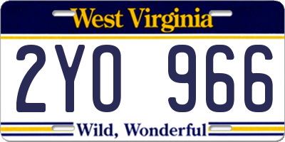 WV license plate 2YO966