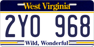 WV license plate 2YO968