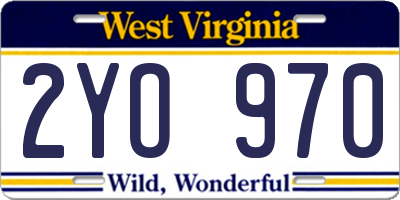 WV license plate 2YO970