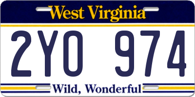 WV license plate 2YO974